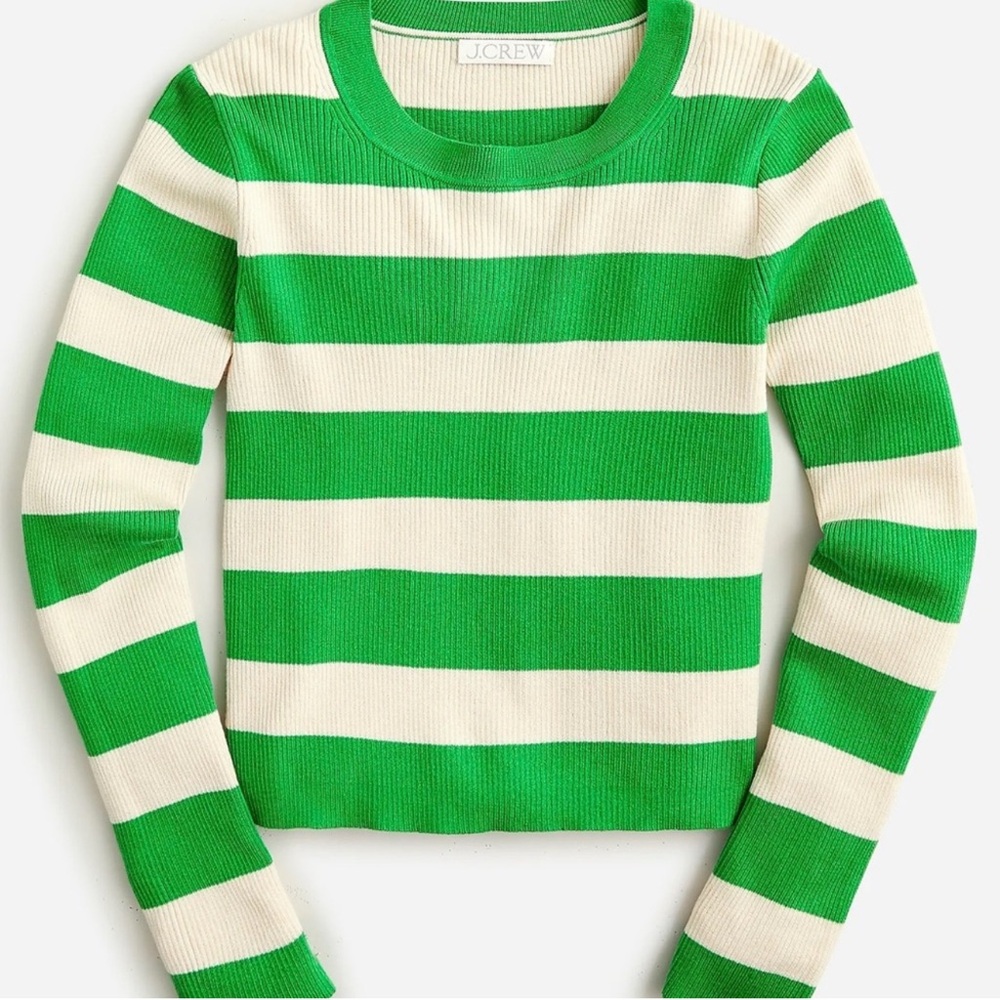 J. Crew Rugby Stripe Cropped Ribbed Sweater - Picture 3 of 8